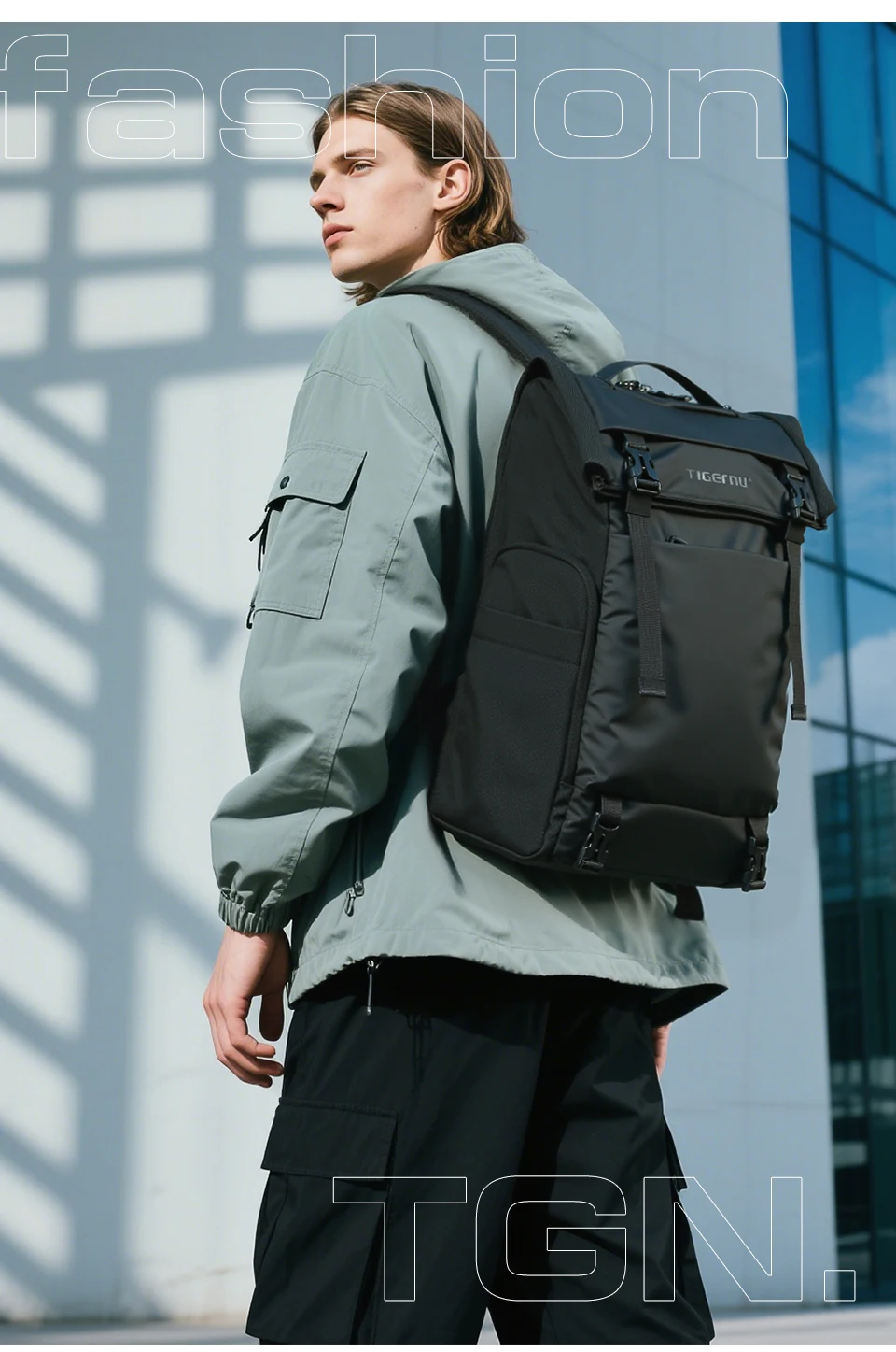 Tigernu Reiserucksack für Herren, TPU, wasserdicht, Rucksack für Herren, erweiterbar, Herrenrucksack, Business-Taschen, Schulrucksack – Detail 9