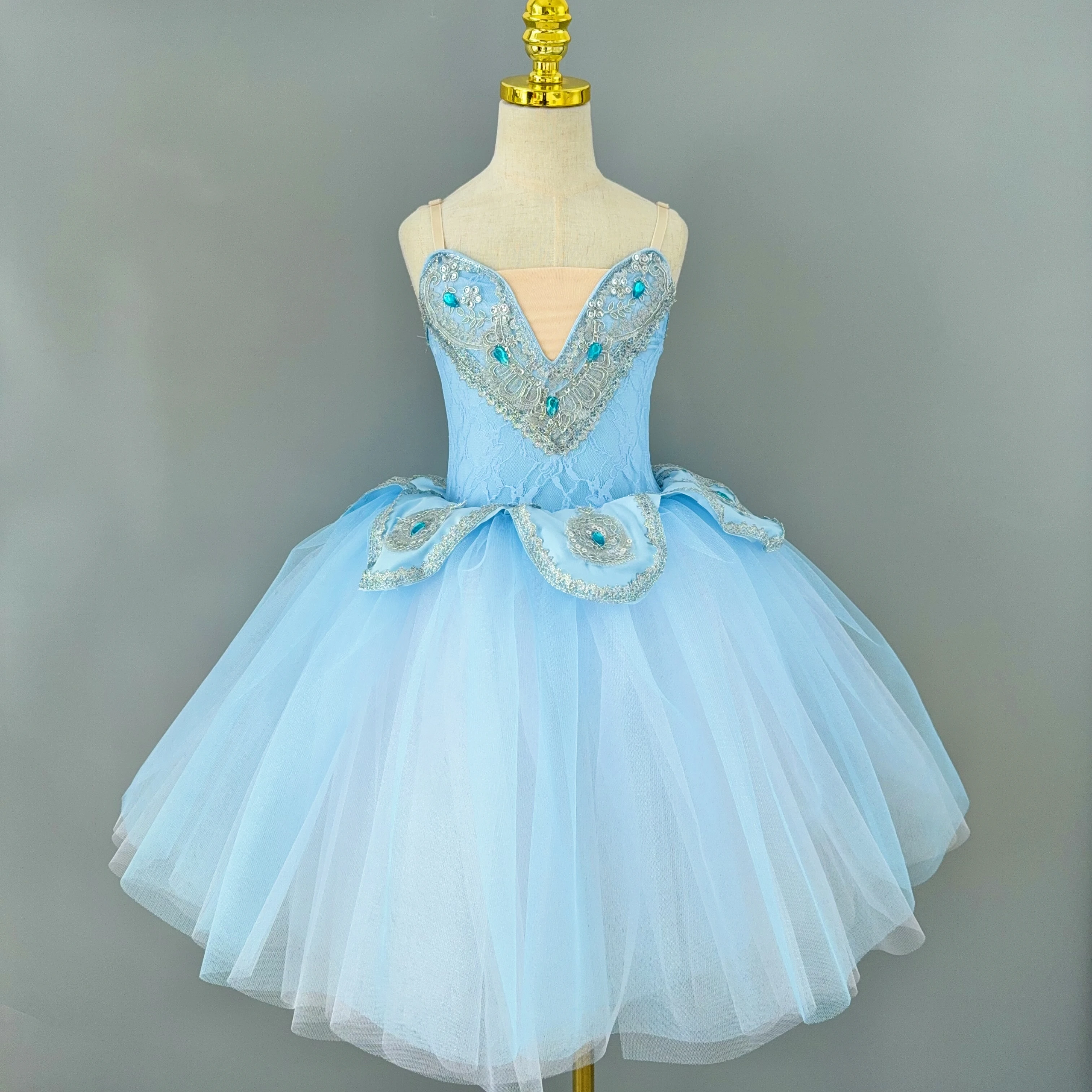 

Girls Romantic Sky Blue Ballet Tutu Dress Dance Clothes Child Ballet Dress Kids Modern Dance Ballet Skirts Performance Clothing