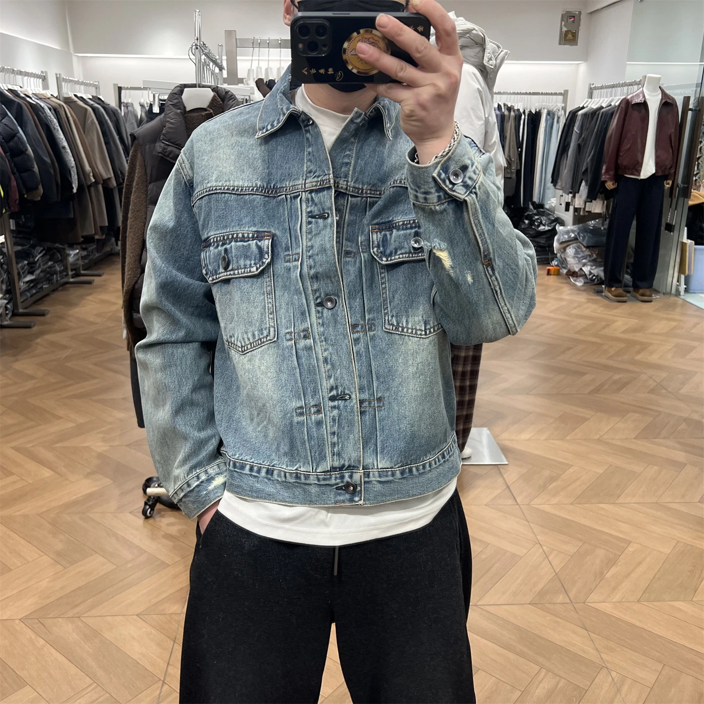 

Мужская джинсовая куртка Waed: Новинка весенней коллекции, свободный крой, повседневная рабочая одежда, 100% хлопок, дышащая, комфортная посадка, джинсы