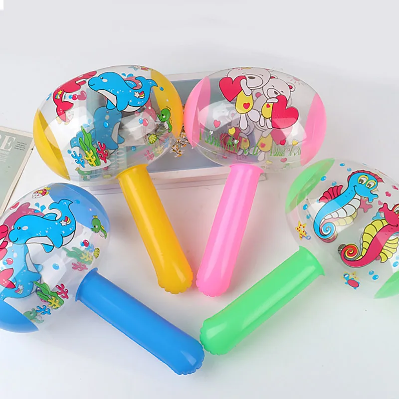 10Pcs Cartoon Animal 3D Inflatable Hammer with Bell Summer Beach Toys for Kids Birthday Party Favors Pinata Fillers Goodie Bag
