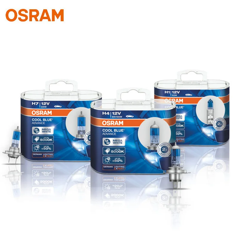 

OSRAM Cool Blue Advance H4 H7 H9 H11 12V 5000K Pure White H1 H3 HB3 HB4 Xenon Look Car Halogen Light Lamps Original Headlight