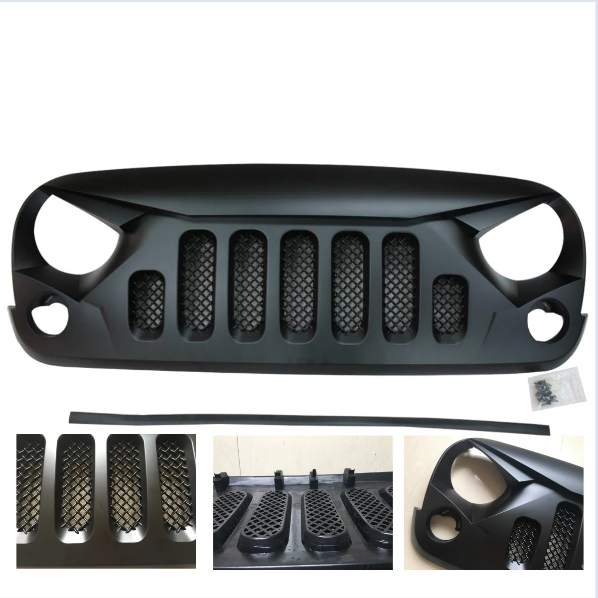 lantsun for Jeep JK Angry Car Grille lantsun ABS Front Grill for Jeep Wrangler JK 2007-2017  J189-5
