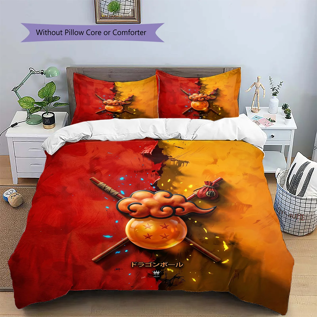 Juego de Funda de Almohada y Funda Nórdica de Dragon Ball |   Ropa de Cama con Estampado de Dragon Ball |   Splendid Gift para Fanáticos del Anime YUN6511