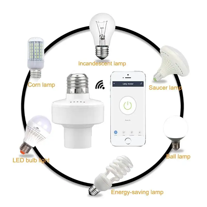 WiFi Smart Light Bulb Adapter E27 E26 Lamp Holder Base Smart Life/Tuya Wireless APP Remote Voice Control With Alexa Google Home