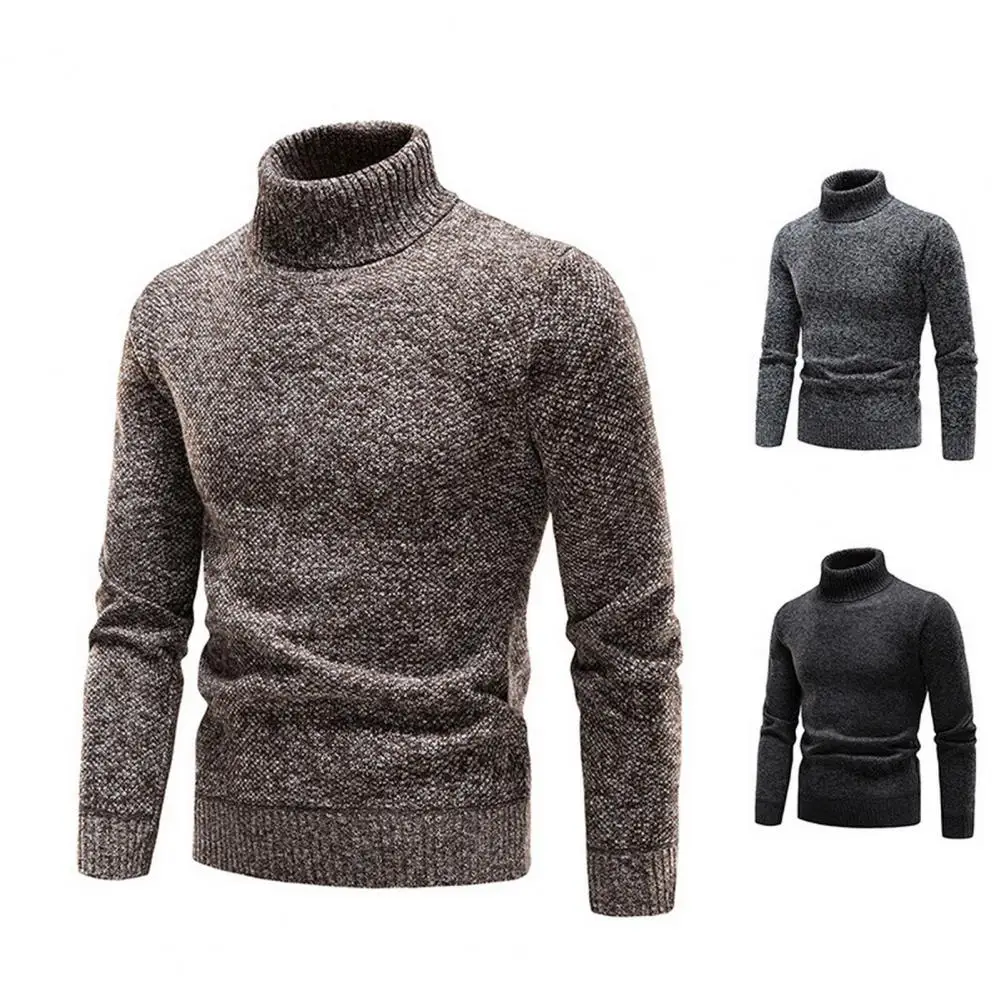 

New Men's Half High Neck Sweater Solid Color Pullover Knitted Warm Casual Turtleneck Sweatwear Woolen Mens Winter Outdoor Tops