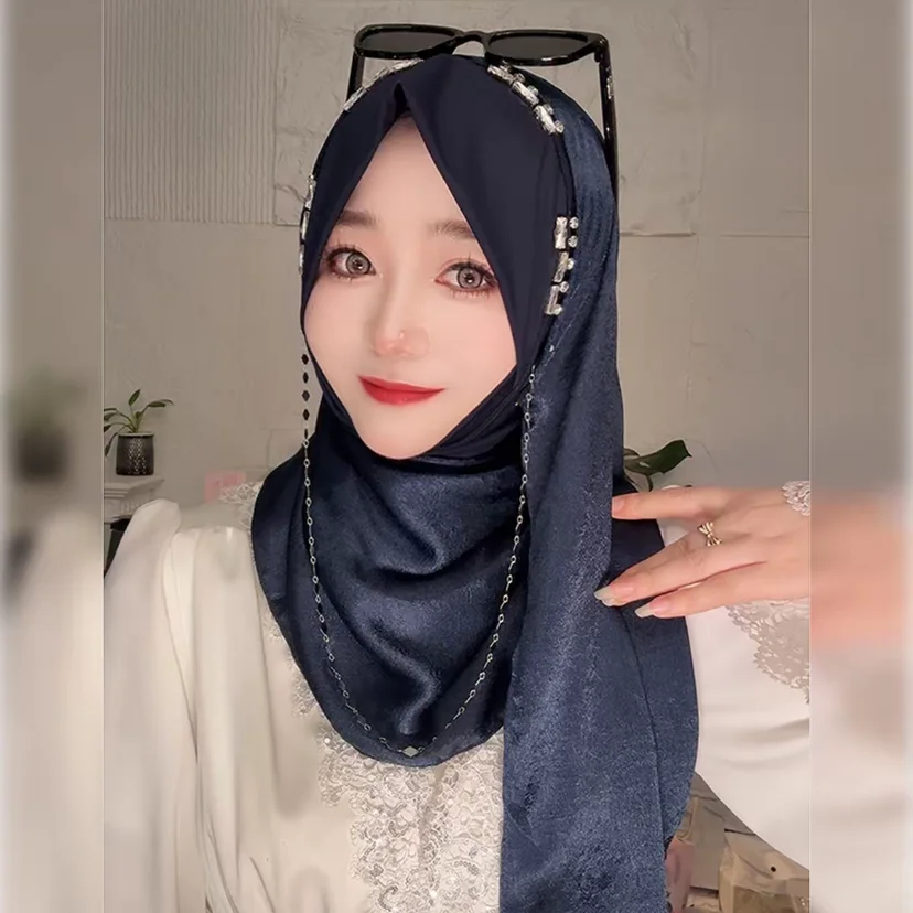 2026 Summer Muslim Girls Shayla Rhinestone Women Hijabs Wraps