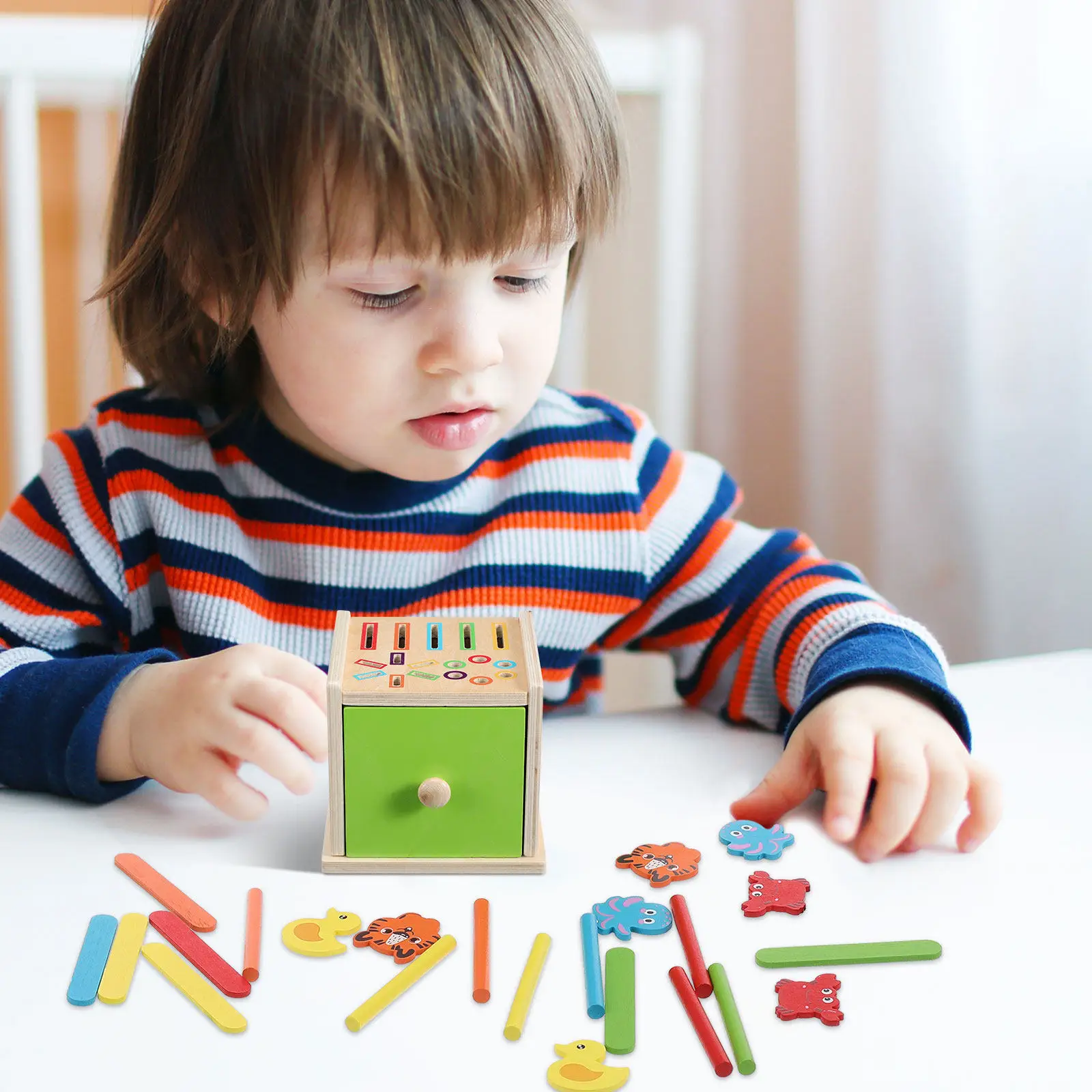 

1Set Wooden Shape Matching Learning Set Montessori Color Sorting for Toddlers Early Education Cognitive Development Color
