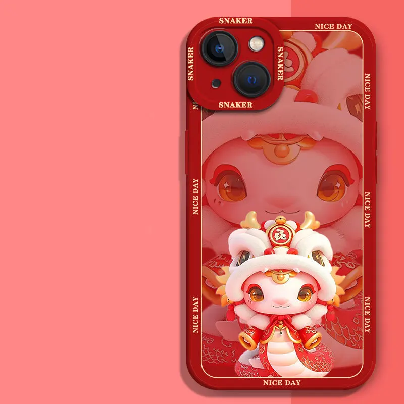 HOT 2025 Zodiac Year of the Snake Super Cute Snake Baby For iPhone Case 16 15 14 13 12 11 Pro XR XS Max 7 8 Plus Phone Y2K Cover