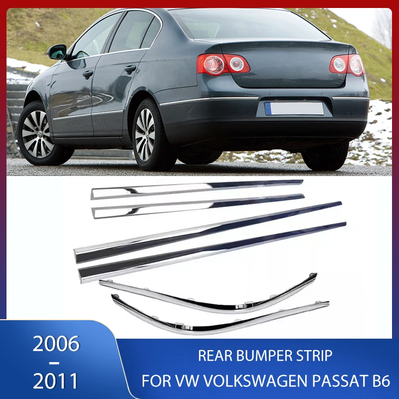 Car Side Door Moldings Bright Strips Rear Bumper Trim Chrome Strip For VW Volkswagen Passat B6 2006 2007 2008 2009 2010 2011