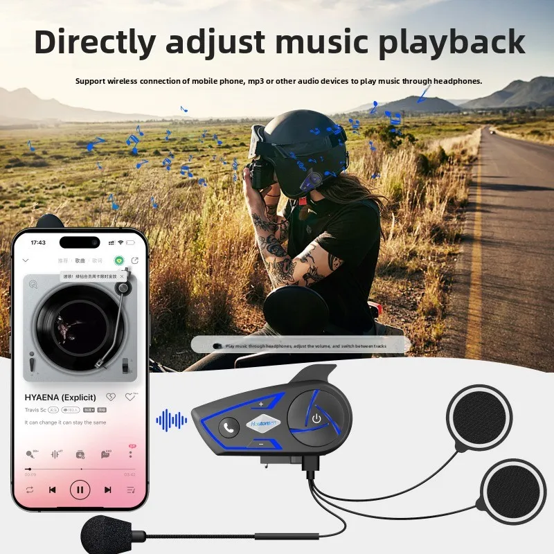 

S3 Bluetooth 5.0 Motorcycle Helmet Headset 300m Range 30H Battery Hands-Free Call Stereo Music Player