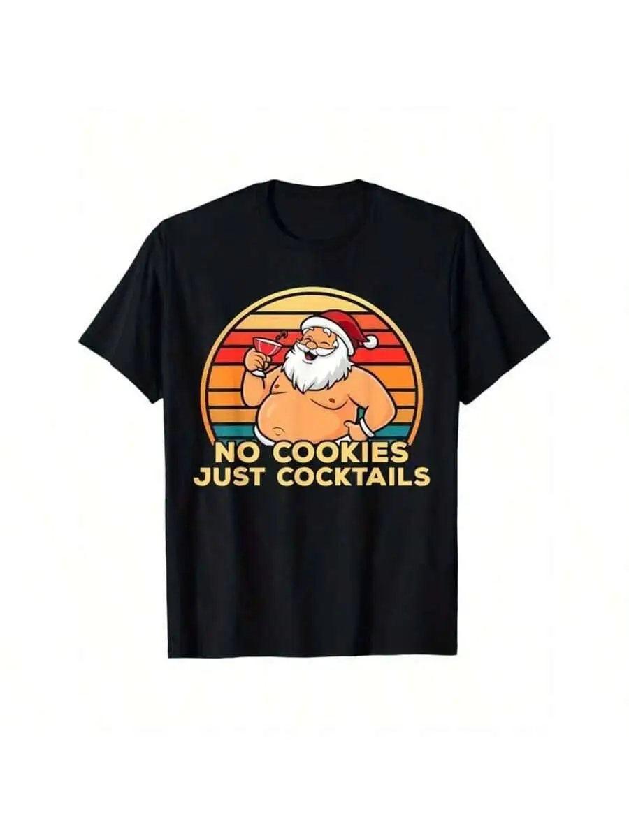 Printed, Graphic Tee Xmas Outdoor Clothes, Men's Clothing, Short Sleeve Crew Neck T-Shirt, Tops Men, 100% Cotton Trendy Y2K