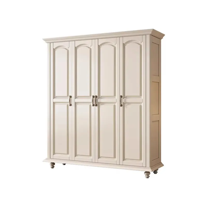 

European style, white, cream style, all solid wood, household, bedroom, small apartment, wardrobe