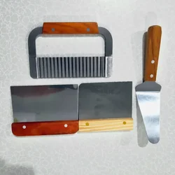 Tagliasapone manuale coltello per onde di sapone fai-da-te con manico in legno spatola per coltelli dritti utensili da taglio per patatine fritte 4 tipi opzionali