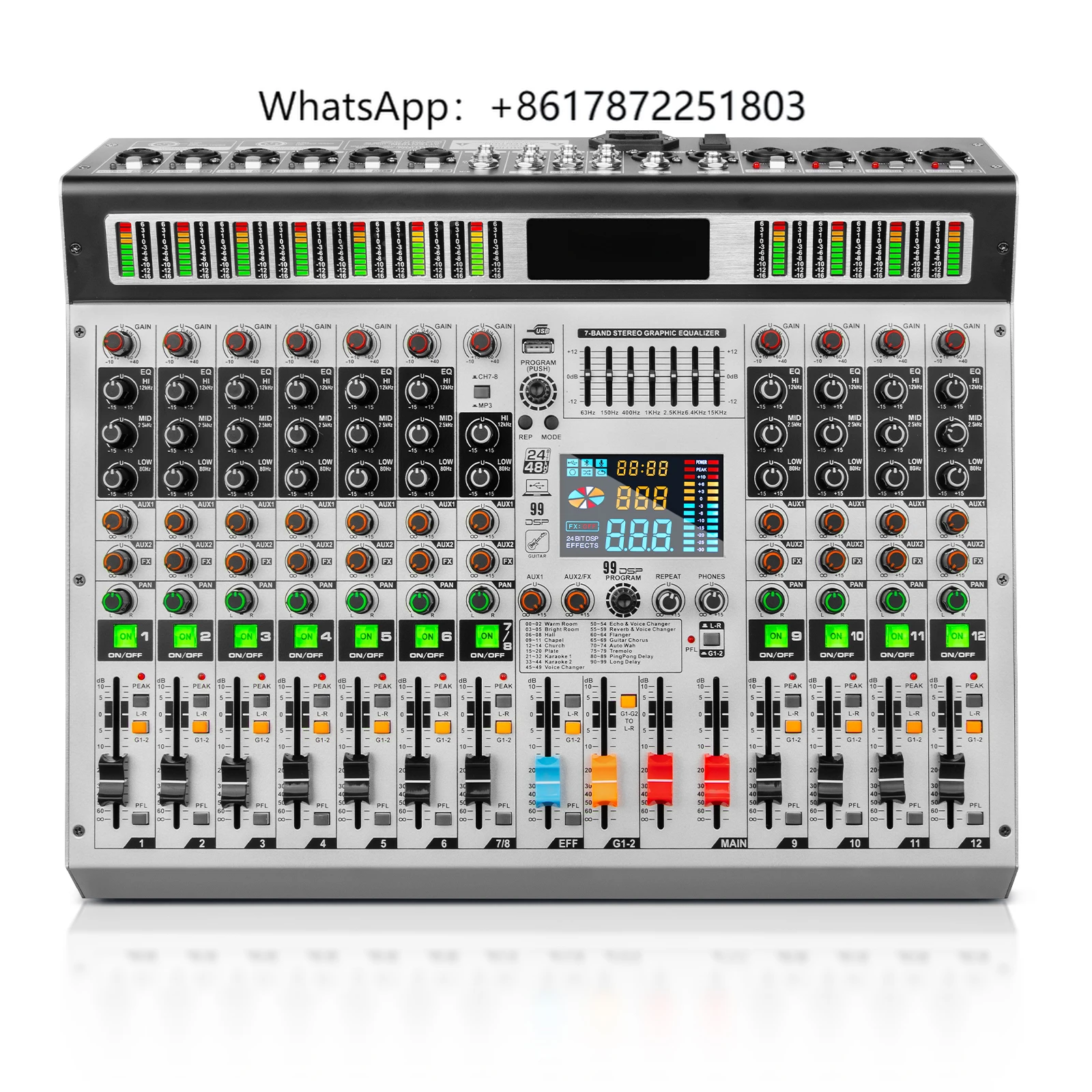 TX-12 12 Channel 99 DSP Digital Mixer Professional Powered DJ Controller Audio Mixing Console Power Sound Mixer with USB