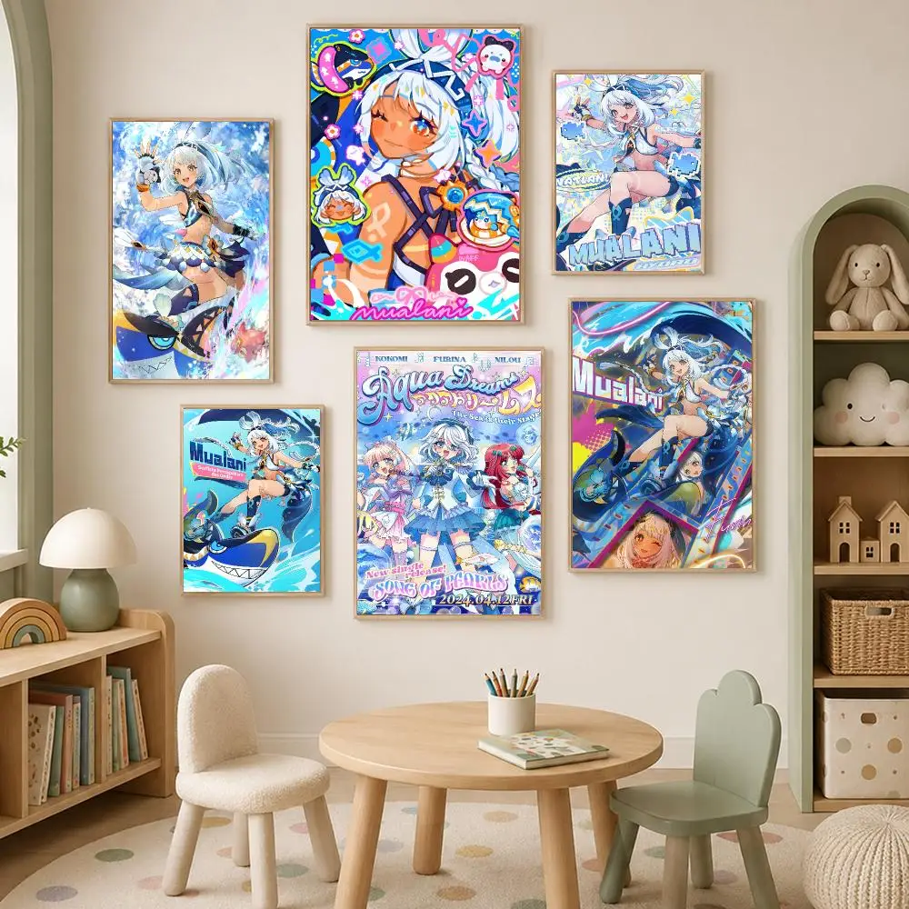 Genshin Impact Mualani Poster Self-Stick HD PP paper Wall Art Poster, Waterproof Decor for Bedroom, Living Room and Home