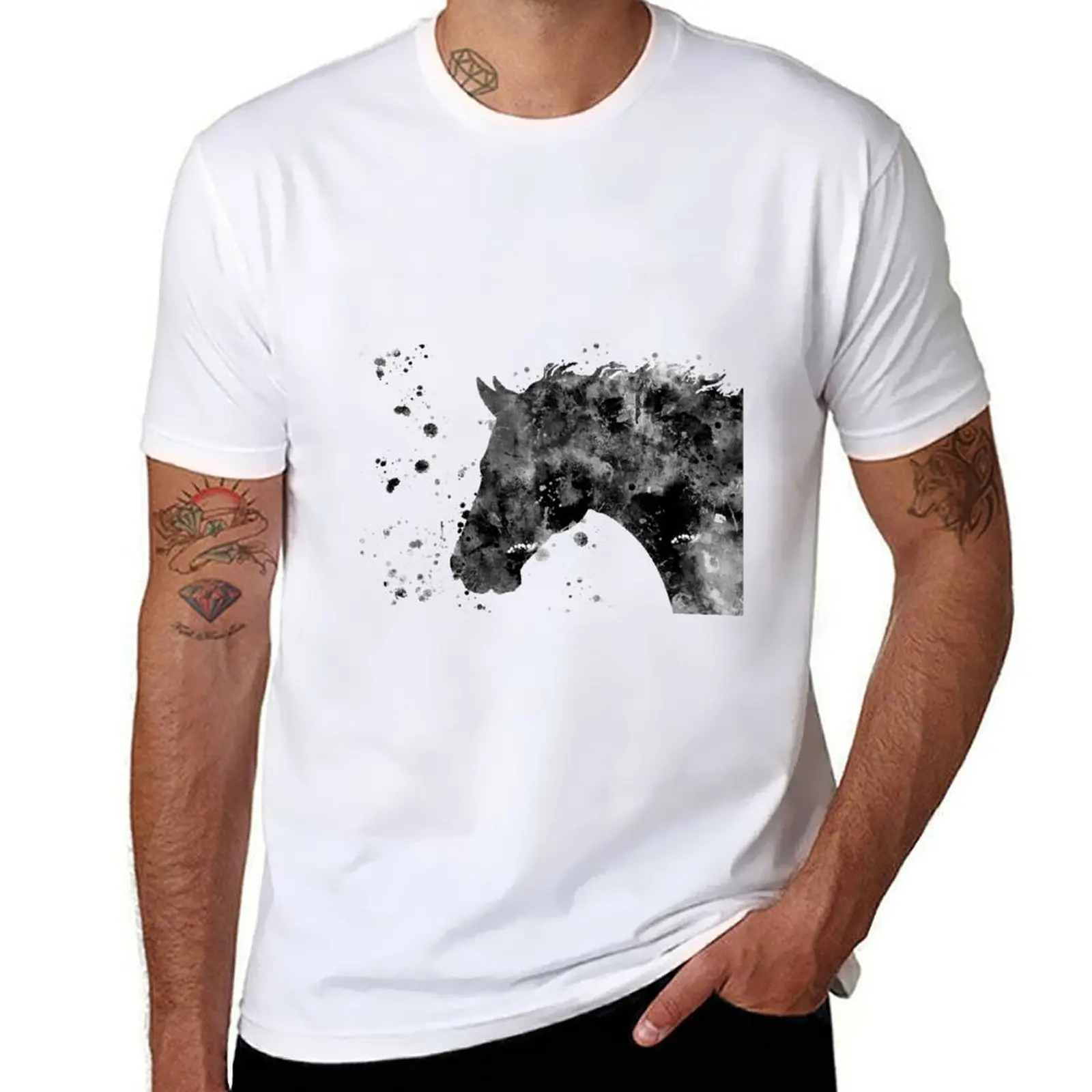 

Horse, wild horse, watercolor horse T-Shirt t shirt custom print t shirts for man cotton T-Shirt