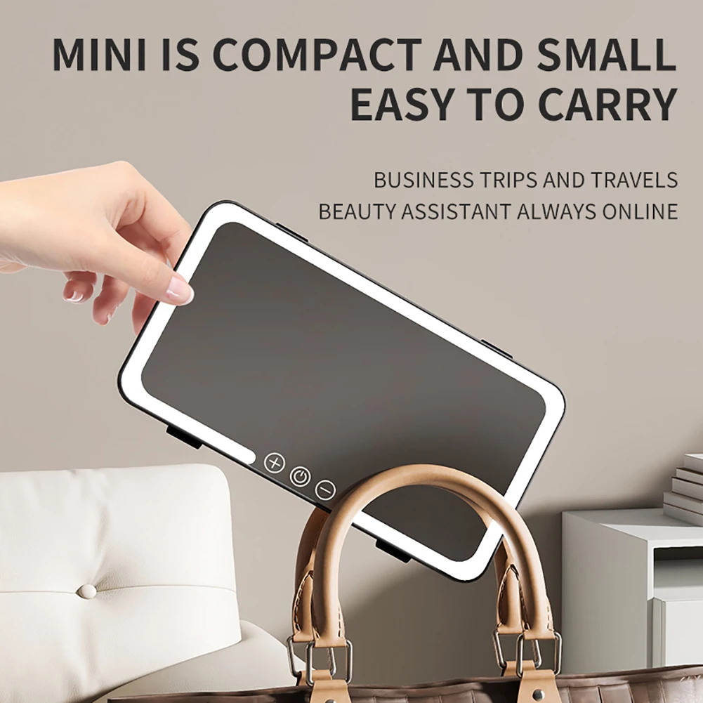 Car Makeup Mirror Sun Visor with 3 Color LED Dimmable Makeup Mirrors Touch Screen Car Interior Cosmetic Light Electric Mirror view 2