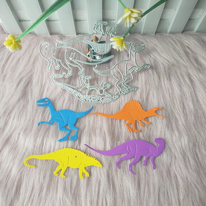 New 4 Pcs Dinosaurs metal cutting die mould scrapbook decoration embossed photo album decoration card making DIY handicrafts