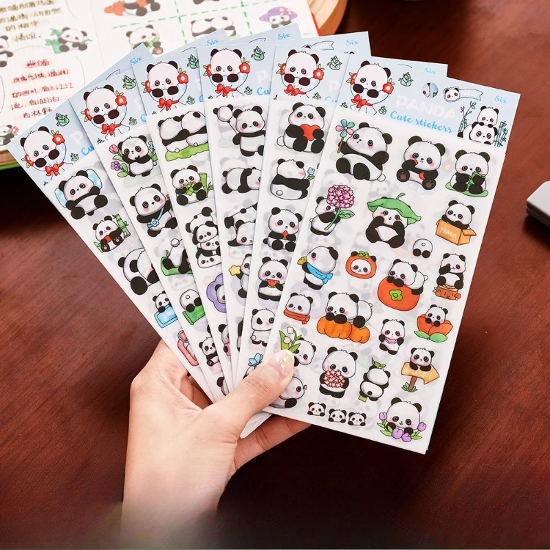 

Gift Cute Panda Kawai Stickers Student Stationery Handbook Decoration Materials 6 Cartoon Guka Handmade Office School Supplies