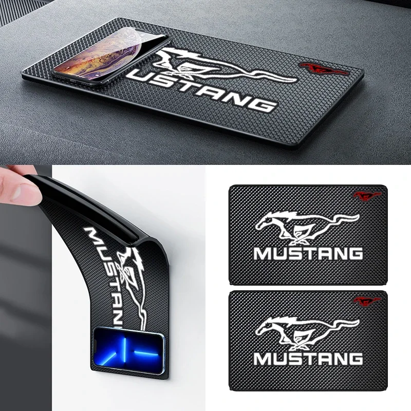 Car Ornament PVC Anti-Slip Mat Sticky Pad Dashboard Non Slip Mat For Ford Mustang GT500 GT350 Cobra Shelby Focus mk2 mk3 Fiesta