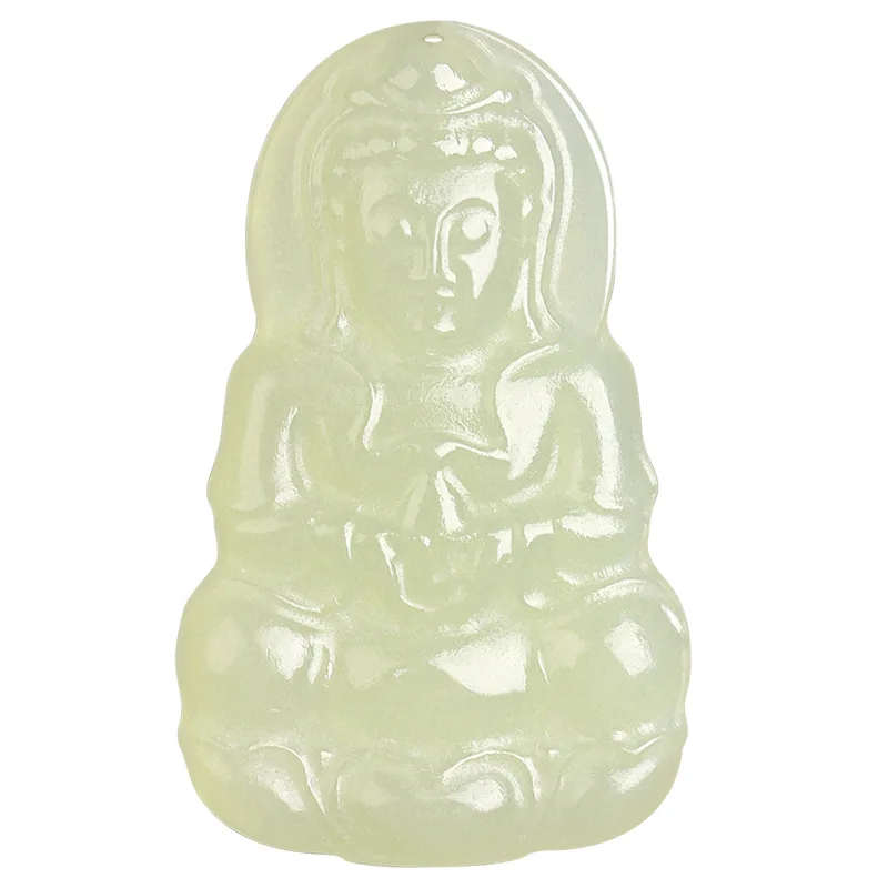 Natural Old Hetian White Jade Guanyin Pendant with Pure Bottle Bodhisattva Necklace for Men and Women Gifts