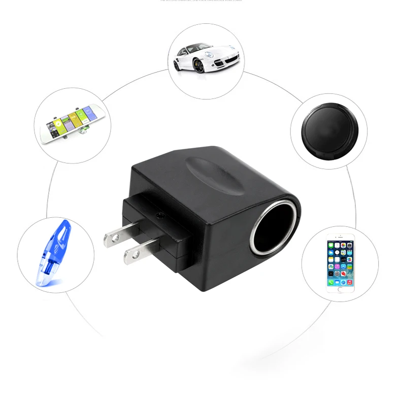Black EU US Plug Interior Parts Auto Accessories AC 220V To DC 12V Car Cigarette Lighter Adapter Converter