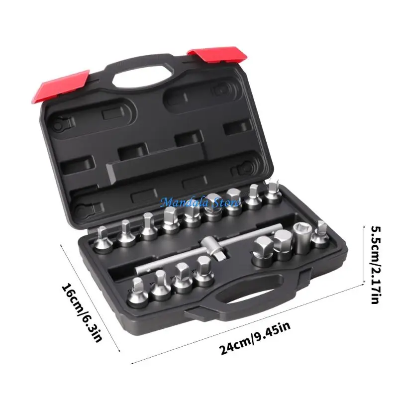 U2JC مجموعة أدوات السيارات الكاملة 18 قطعة مع مقبس مقاوم للتآكل مفتاح رافعة عالمي وحاوية تخزين محمولة #6