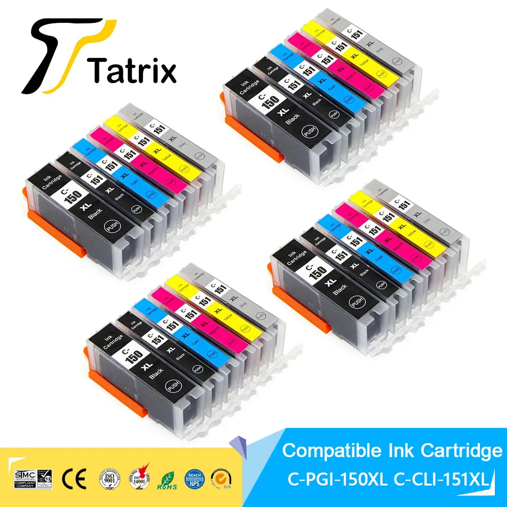 Tatrix For Canon PGI 150XL CLI 151XL PGI150 CLI151 Compatible Ink Cartridge PIXMA MG6310/PIXMA MG7110/MG7510/Ip8710 Printer