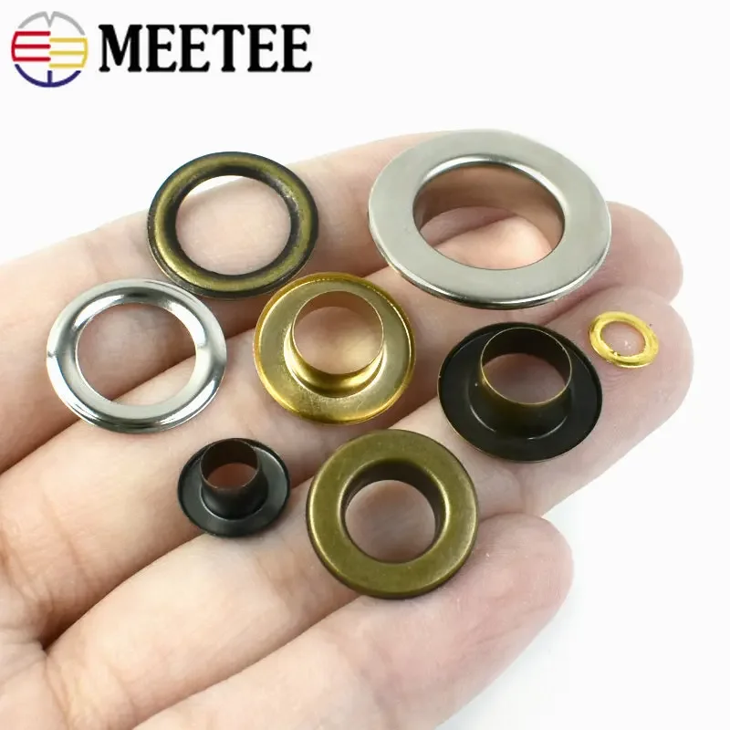 Meetee 50pc 3.5-15mm Pure Copper Eyelet Buckles O Ring Rivet DIY Bag Strap Belt Apparel Webbing Shoes Grommet Sewing Accessories