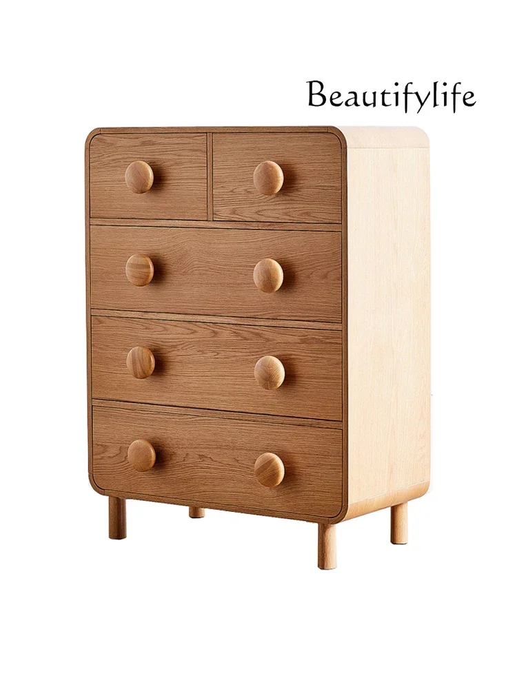 Nordic simple modern log color porch chest cabinet foyer decorative cabinet bedroom bedside locker