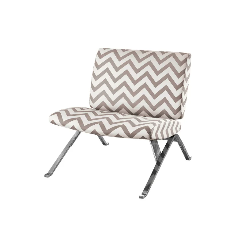 Accent Chair, Armless, Fabric, Living Room, Bedroom, Brown Fabric, Chrome Metal, Contemporary, Modern