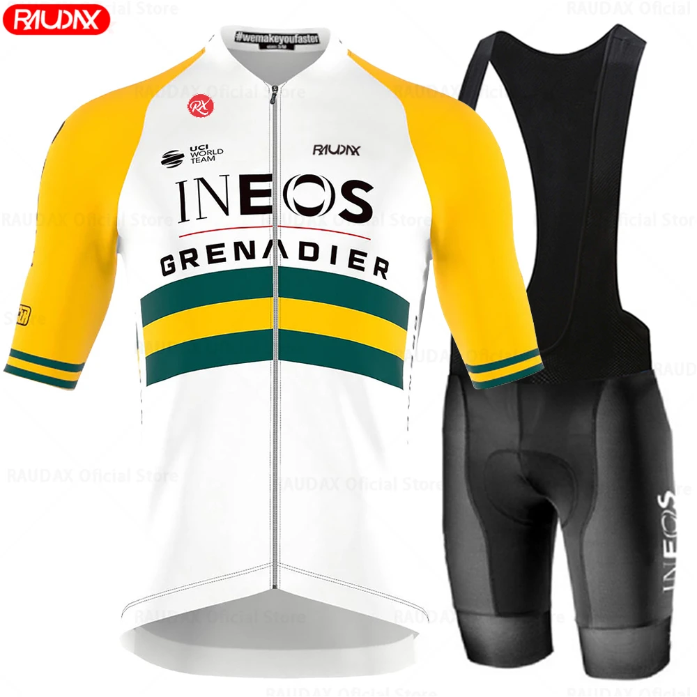 Ineos Grenadier 2024 Men Summer Anti-UV Cycling Jersey Set Breathable Racing Sport Mtb Bicycle Jersey Bike Cycling Clothing Suit