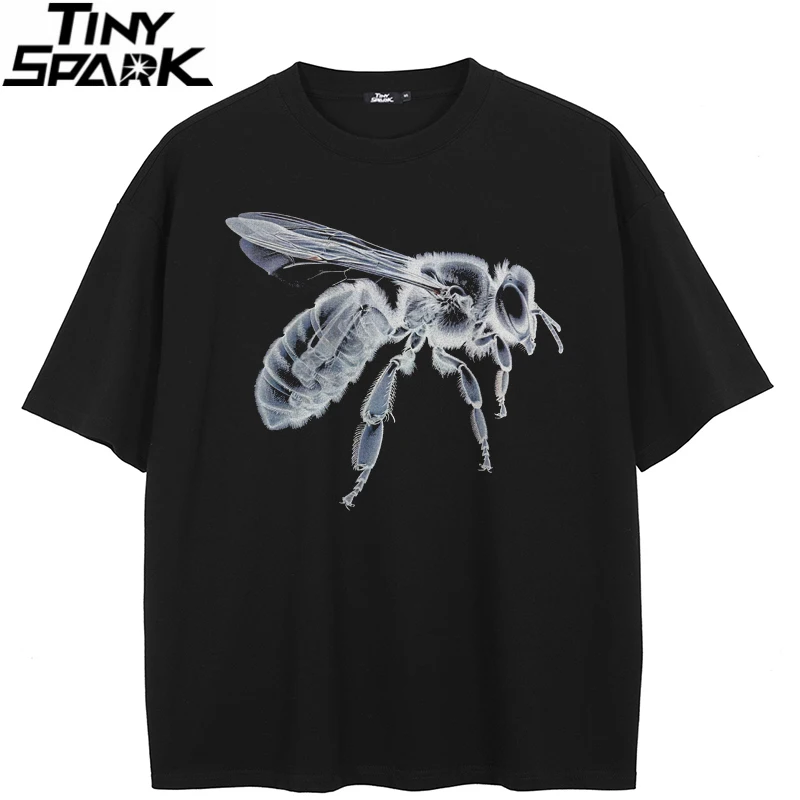 T-Shirt Streetwear X-Ray Hornet Grafik T Shirt Baumwolle Hipster Männer T-shirt Unisex Tops Tees Schwarz Hip Hop