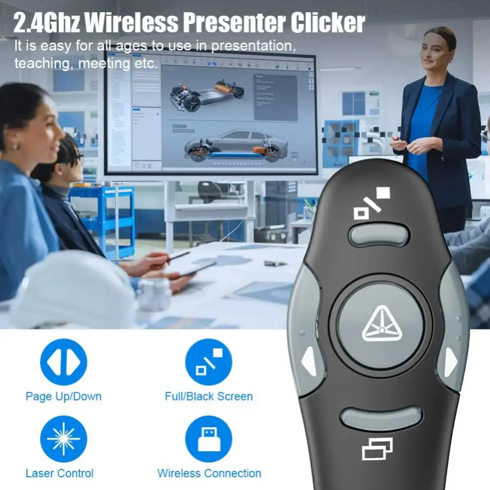 Wireless USB Powerpoint Presentation Flip PPT Pen 2.4GHz Pointer Clicker Presenter With Smart Light Remote Control Presentations