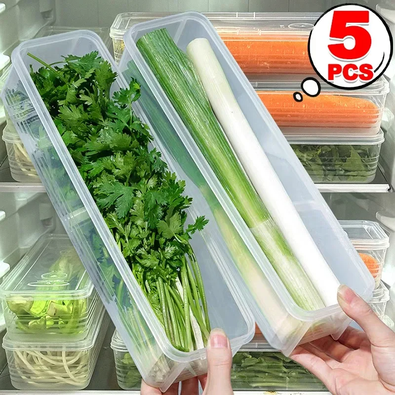 Storage Crisper Boxes with Lid Rectangle Noodle Food Storage Box Refrigerator Transparent Moisture-Proof Sealed Food Storage