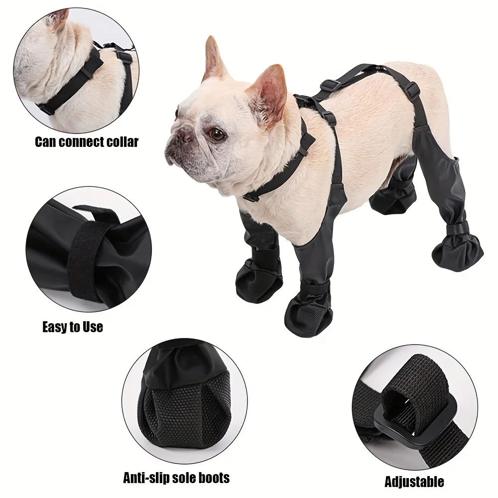 Suspender Boots for Dogs, 2024 New Dog Paw Boot Leggings Waterproof Dog Boots Anti-Slip Dog Shoes, Upgrade Dog Paw Protector wi