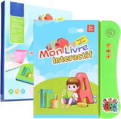 French and English Learning Sound Book Cartoon Pattern Interactive Sound Book Home Birthday Gift Green