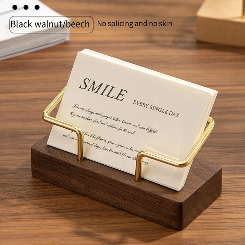 1 PCS Business Card Holder Organizer Office Desk Display Stand Memo Counter Accessories Tabletop Shelf Home,Beech Wood Color