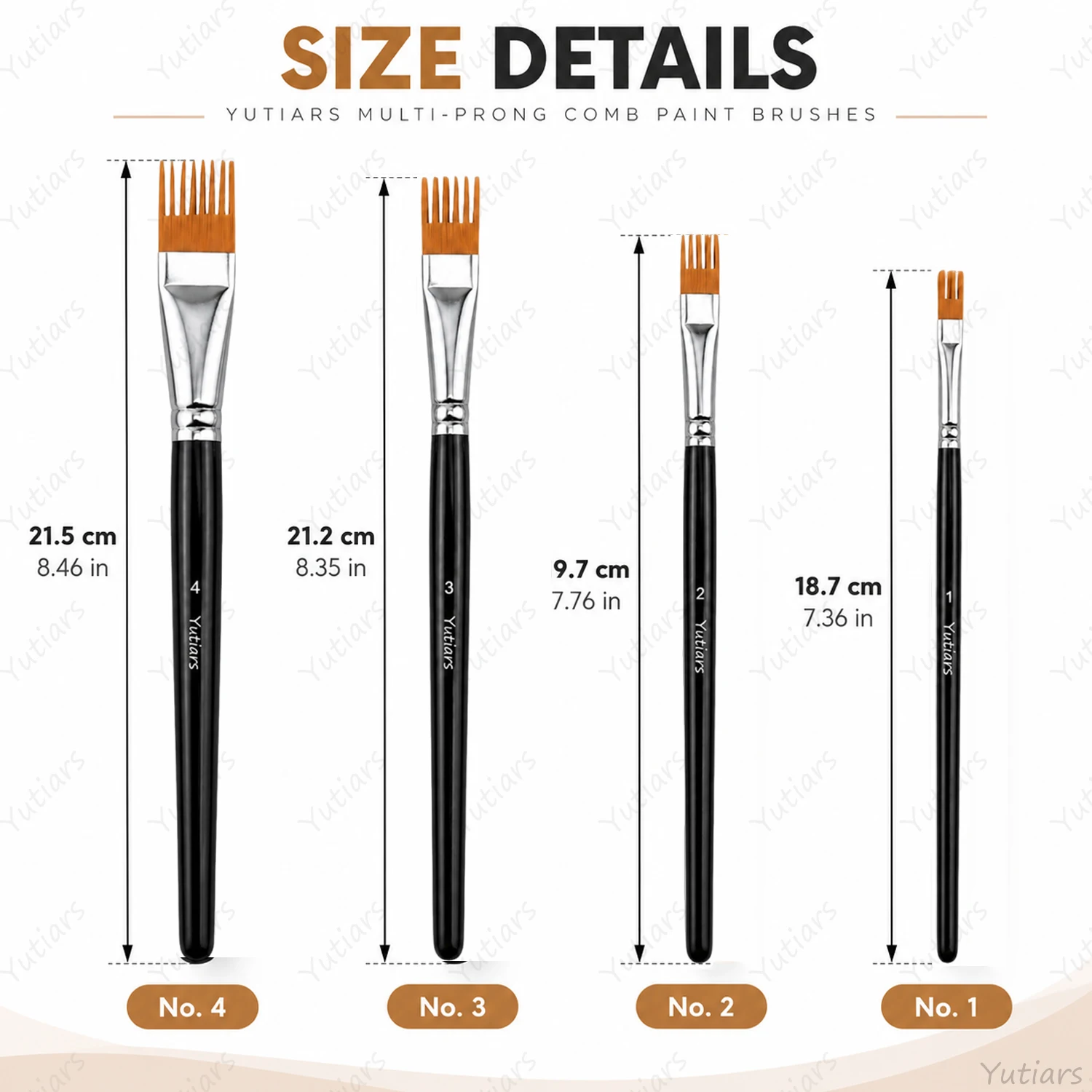 8Pcs Rake Paint Brushes Set, 2 Styles 4 Sizes, Comb Texture Art Brushes for Acrylic Oil Watercolor, Fur Grass Feather Painting