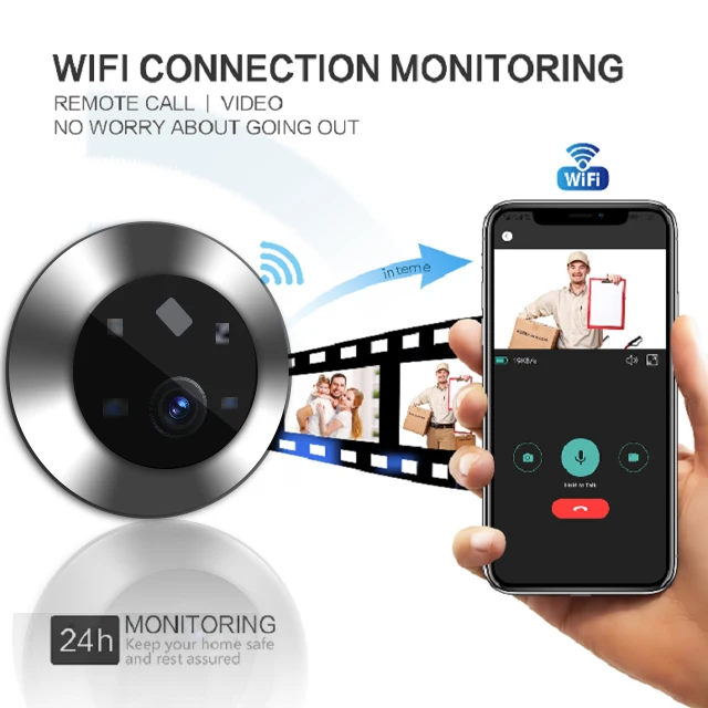 New Silence Tuya Smart WiFi Video DoorBell 4.3 1080P Eye Peephole Camera 5000mAh No Feel PIR Motion Alarm Alexa Door Viewer