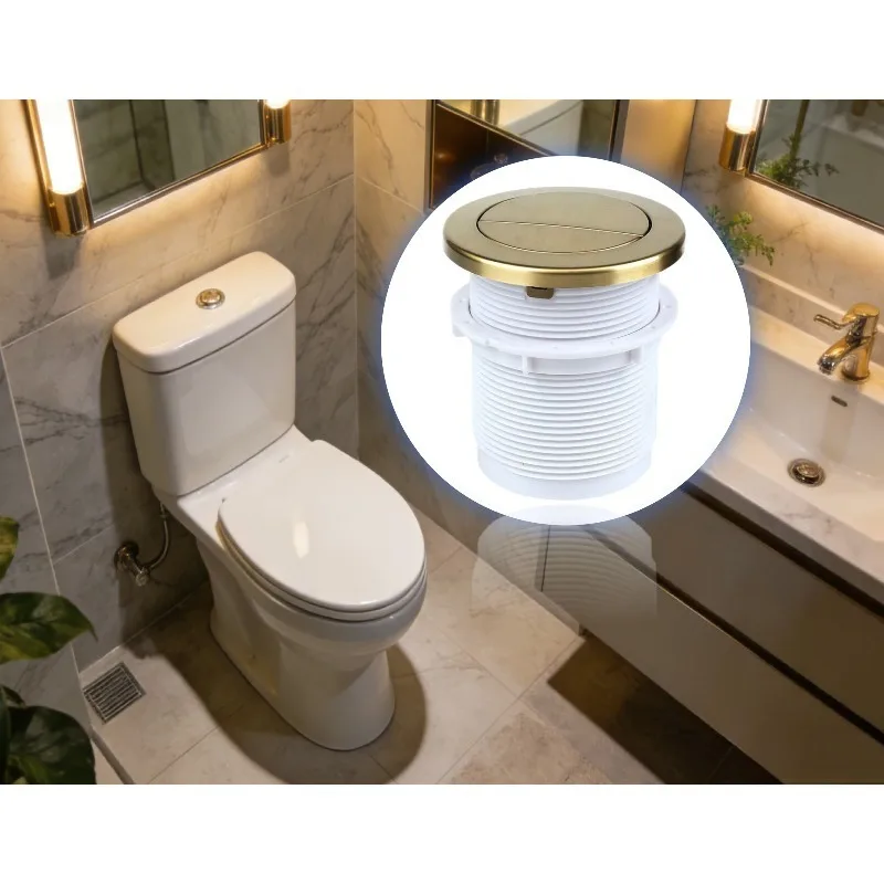 

Toilet Flush Button, Dual Pneumatic Matt Gold Button,Compatible with Geberi Drain Valve Button Large diameter Button(88*85*65mm)