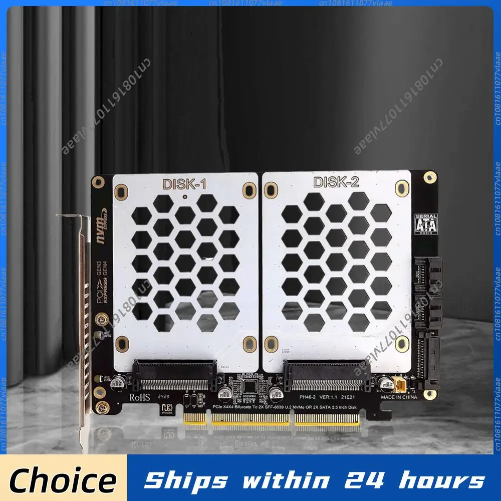

Адаптер-карта U.2 Dual Drive для подключения 2,5-дюймовых SATA-накопителей к PCIe 4.0, карта-разветвитель U2 на PCI-E, адаптер U.2 на PCIe