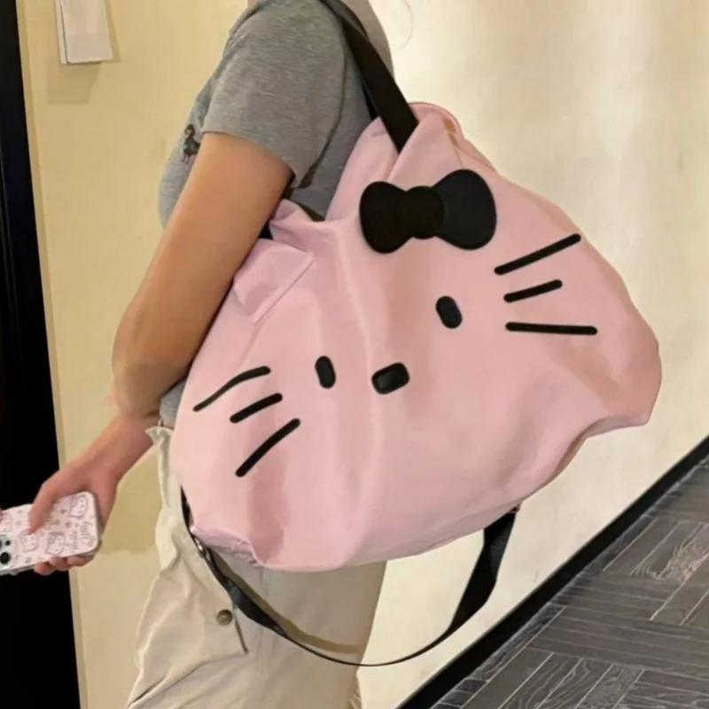 

Sanrio Hello Kitty Pink Single Shoulder Crossbody Fitness Bag Single Layer Storage Large Capacity Adjustable Straps Girl Gift