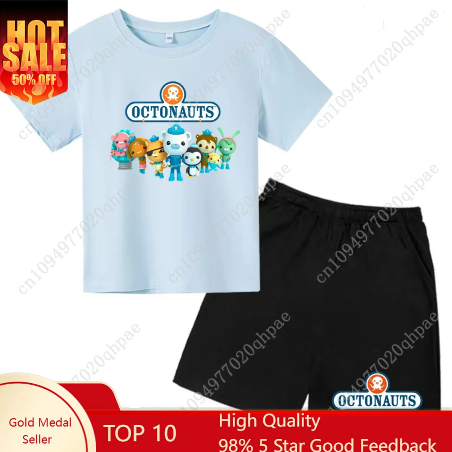 

Kids Octonauts Cartoon Print Summer Cute Breathable Tees + Shorts 2pcs Suits 3-12 Years Boys Girls Outfits Children Clothes Sets