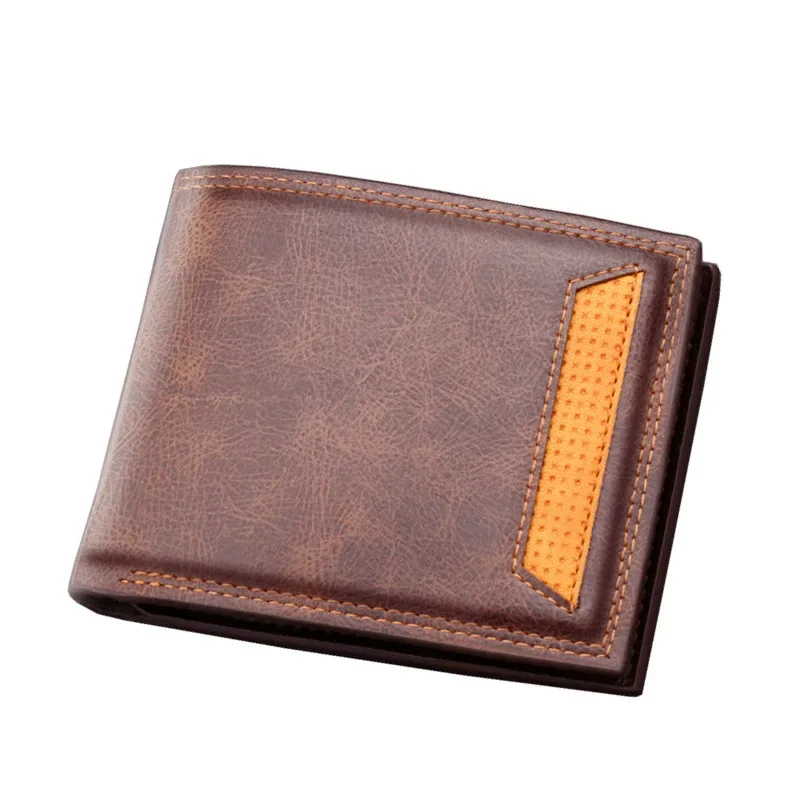 

New Men's Wallet Multi Function ID Credit Card Holder Three -fold Money Clip High Quality Leather Zipper Coin Purse