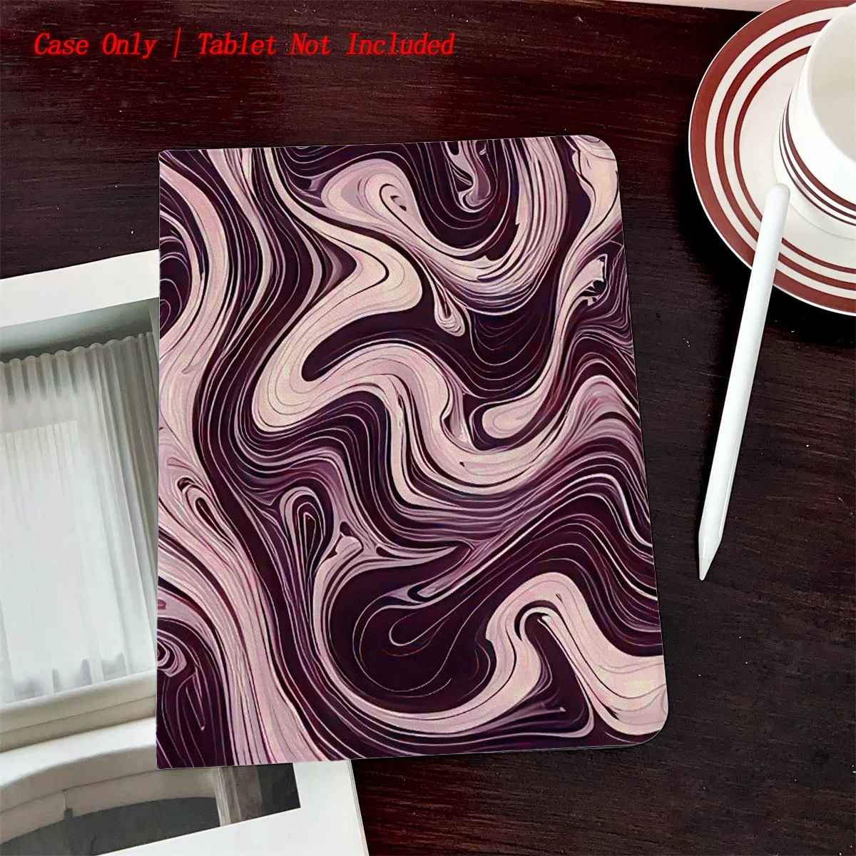 

Purple Art Printed iPad Case with Pen Slot - Simple Fresh Style Book Design for Pro/Air 5 4/iPad 10/Mini 5