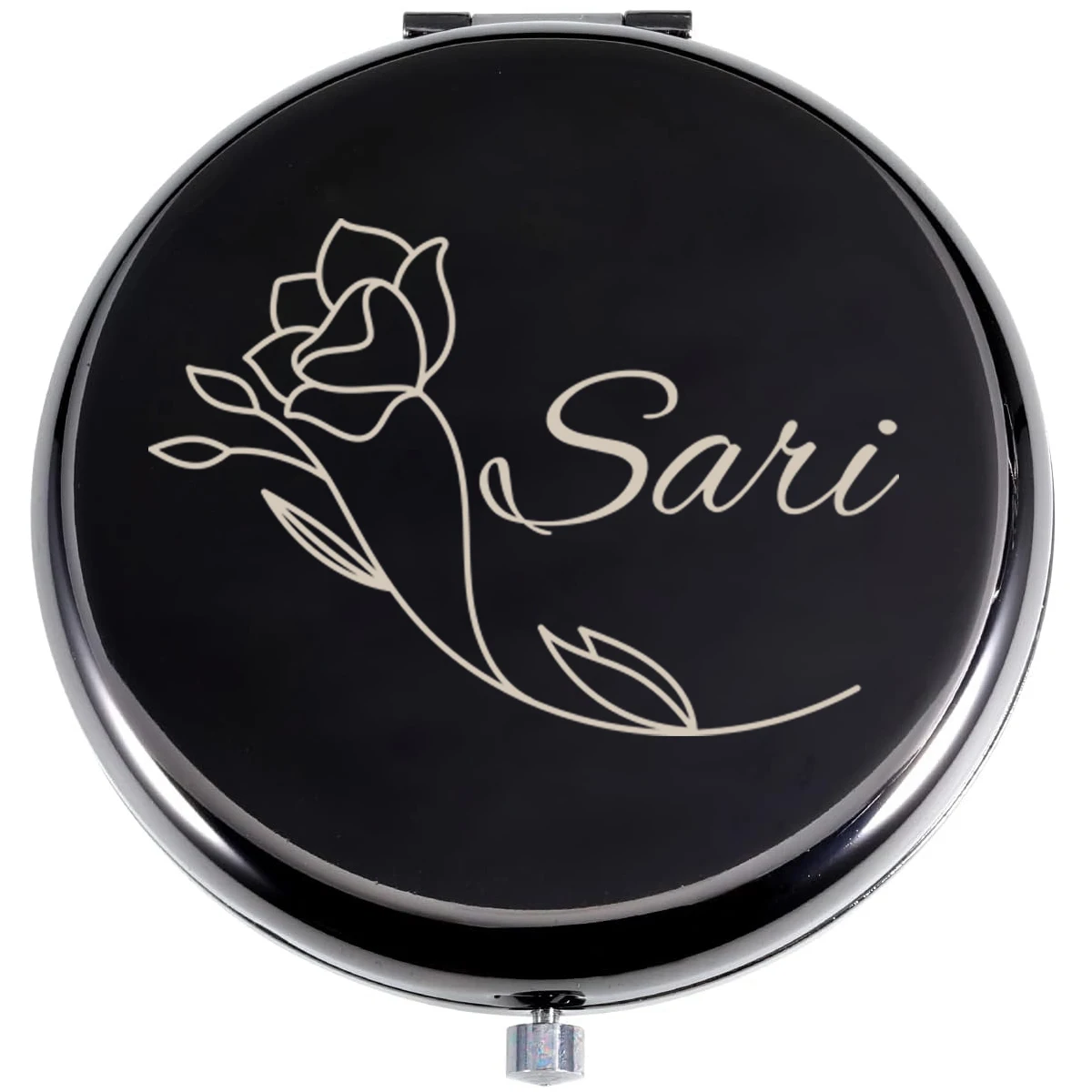 1 قطعة وردة جميلة مخصصة النص مرآة الجيب دائرة مستديرة مرآة قابلة للطي مرآة هدية عيد ميلاد هدايا المناسبات #4