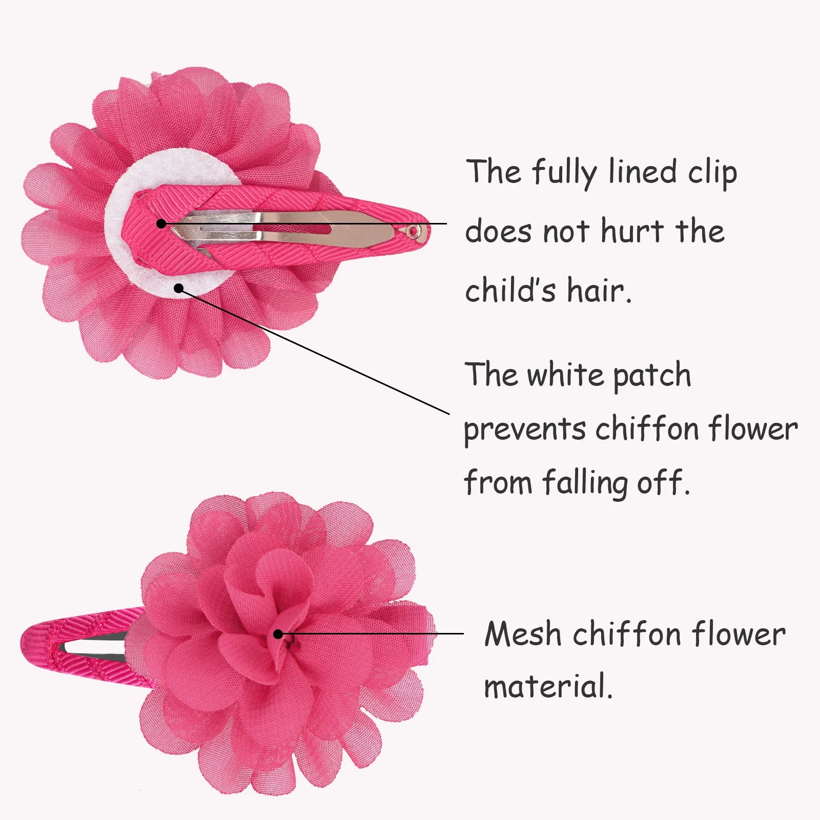 6Pcs Cute chiffon flower slip bangs hair clip, princess hair accessory, suitable for girls daily use, ideal choice as a gift