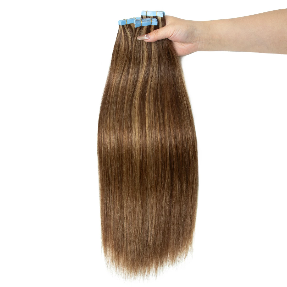 ライトヤキストレートテープインヘアエクステンション人毛レミーテープイン12-24インチ20個/パックヤキP4-27テープオンヘアバンドル