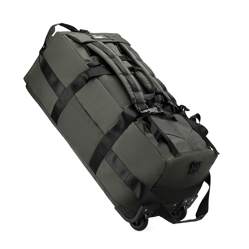80L rollende plunjezak met wielen 31" robuuste opvouwbare reistas Waterbestendige bagage op wielen met schouderriem
